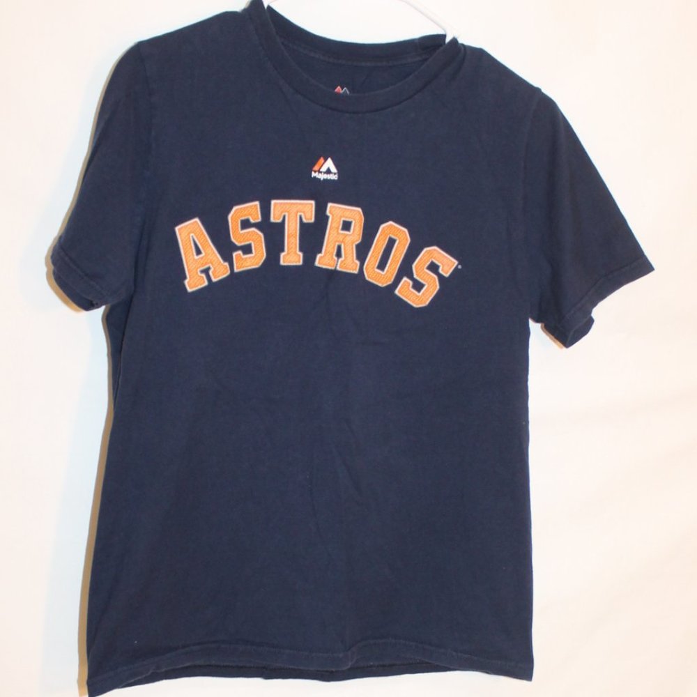 Majestic Jose Altuve #27 Houston Astros Boys Navy Blue T-Shirt Size Large 14/16